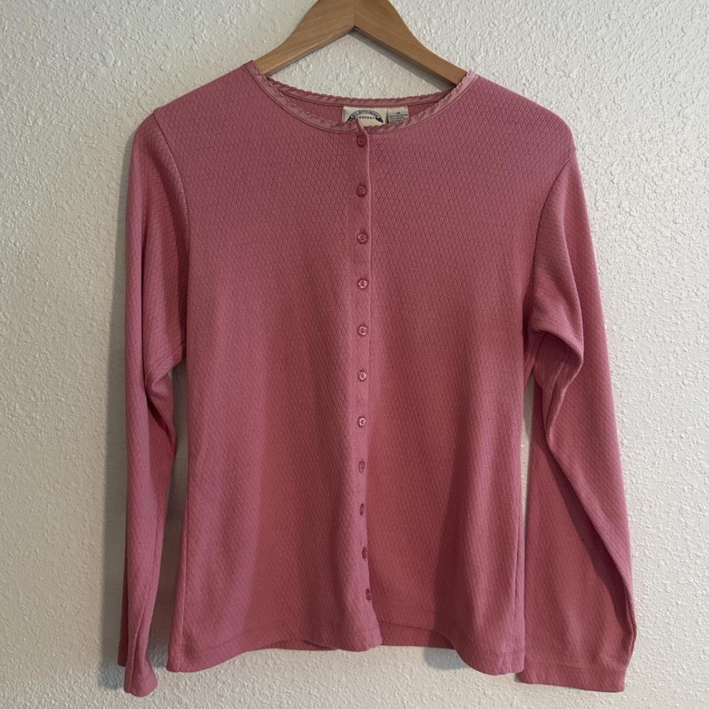 Vintage Pointelle Button Up Long Sleeve Cardigan Top 90s Coquette Soft Girl - Picture 5 of 9